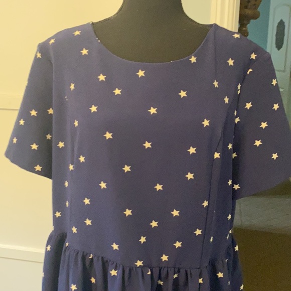 Factual Classic A line Dress  by ModCloth. Navy blue, white stars  with pockets. - Picture 3 of 16
